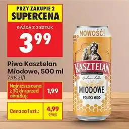 Biedronka Piwo Kasztelan Miodowe, 500 ml oferta