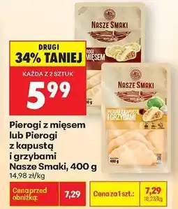 Biedronka Pierogi z mięsem lub Pierogi z kapustą i grzybami Nasze Smaki, 400 g oferta