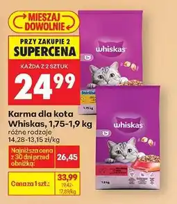 Biedronka Karma dla kota Whiskas, 1,75 - 1,9 kg oferta