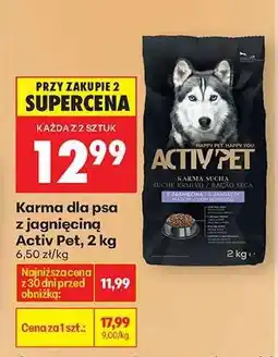 Biedronka Karma dla psa z jagnięciną Activ Pet 2 kg oferta
