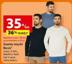 Auchan Sweter męski Basic dekolt U-neck lub V-neck, różne kolory oferta