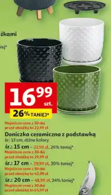 Auchan Doniczka ceramiczna z podstawką śr. 13 cm, różne kolory oferta