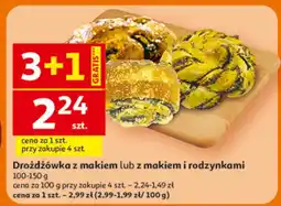Auchan Drożdżówka z makiem lub z makiem i rodzynkami oferta