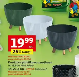Auchan Doniczka plastikowa z nóżkami śr: 28,8 cm, różne kolory, śr.: 23,2 cm oferta