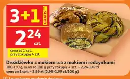 Auchan Drożdżówka z makiem lub z makiem i rodzynkami oferta