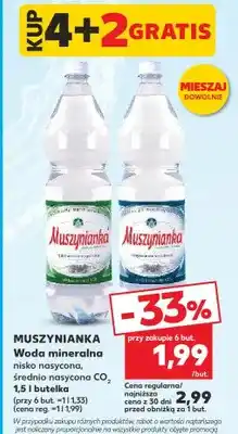 Kaufland Woda mineralna nisko nasycona, średnio nasycona CO2 Muszynianka oferta