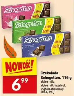 Twój Market Czekolada Schogetten alpine milk, alpine milk hazelnut, yoghurt strawberry oferta