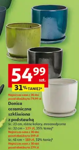 Auchan Donica ceramiczna szkliwiona z podstawką 41 cm oferta