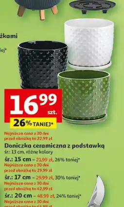 Auchan Doniczka ceramiczna z podstawką 20 cm oferta