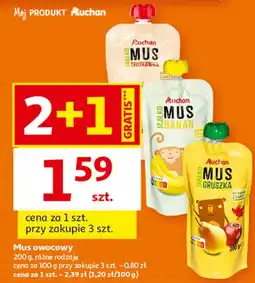 Auchan Mus jabłko-truskawka Auchan Różnorodne (Logo Czerwone) oferta