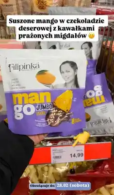 ALDI Suszone mango w czekoladzie deserowej z kawałkami prażonych migdałów Jumbo oferta
