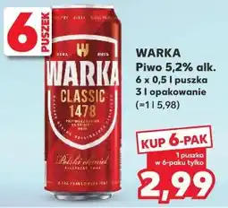 Kaufland Warka Piwo 5,2% alk. 6 x 0,5 l puszka oferta