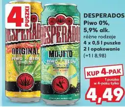 Kaufland Desperados Piwo 0%, 5,9% alk. (różne rodzaje) 4 x 0,5 l puszka oferta
