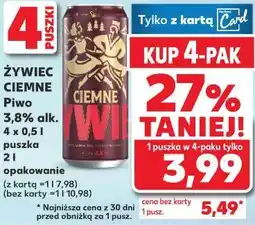 Kaufland Żywiec Ciemne Piwo 3,8% alk. 4 x 0,5 l puszka oferta