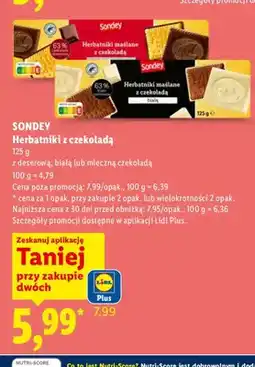 Lidl Herbatniki z czekoladą z deserową, białą lub mleczną czekoladą oferta