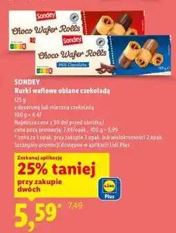 Lidl Rurki waflowe oblane czekoladą z deserową lub mleczną czekoladą oferta