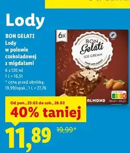 Lidl Lody w polewie czekoladowej z migdałami oferta