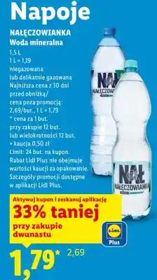 Lidl Woda mineralna Nałęczowianka niegazowana lub delikatnie gazowana oferta