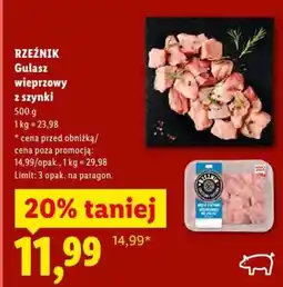 Lidl Rzeźnik Gulasz wieprzowy z szynki oferta