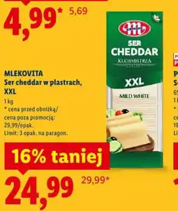 Lidl MLEKOVITA Ser cheddar w plastrach oferta