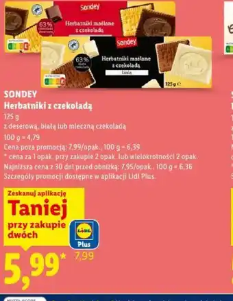 Lidl Sondey Herbatniki z czekoladą oferta