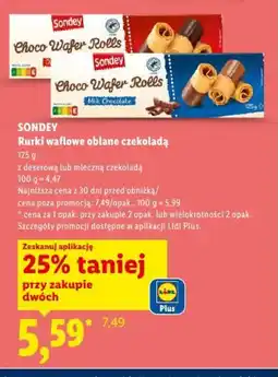 Lidl Sondey Rurki waflowe oblane czekoladą oferta