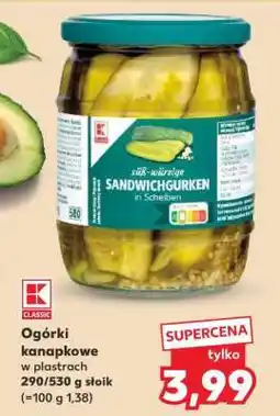 Kaufland Ogórki kanapkowe w plastrach 290/530 g słoik oferta