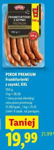 Lidl Pikok Premium Frankfurterki z szynki, XXL oferta