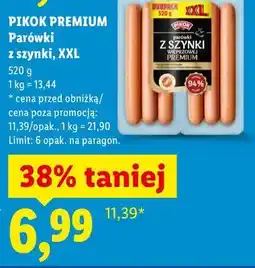Lidl Pikok Premium Parówki z szynki, XXL oferta