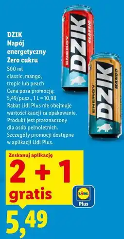 Lidl Dzik Napój energetyczny Zero cukru oferta