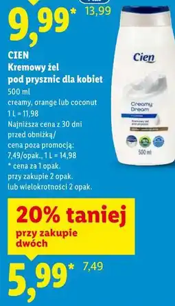 Lidl CIEN Kremowy żel pod prysznic dla kobiet oferta