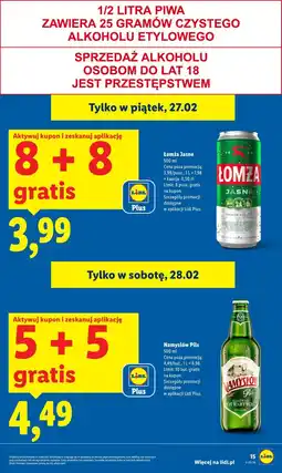 Lidl Piwo Łomża Jasne oferta