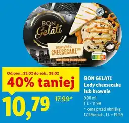 Lidl Bon Gelati Lody cheesecake lub brownie oferta