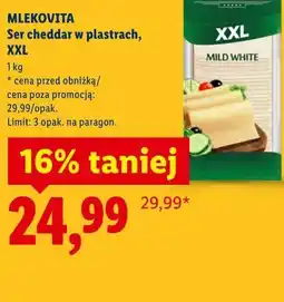 Lidl Mlekovita Ser cheddar w plastrach, XXL oferta