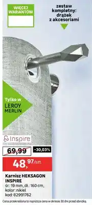Leroy Merlin Karnisz HEKSAGON INSPIRE ŚR: 19 mm, dł: 160 cm, kolor: nikiel satynowy oferta