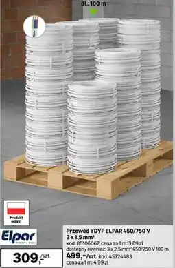 Leroy Merlin Przewód YDYP ELPAR 450/750 V 3 x 1,5 mm² oferta