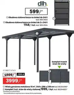 Leroy Merlin Komplet trzech ścian do wiaty oferta