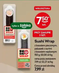 Żabka Sushi Wrap z łososiem pieczonym, paluszek z surimi z łososiem wędzonym oferta