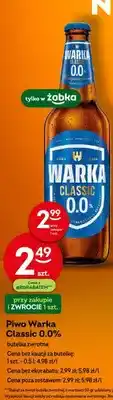 Żabka Piwo Warka Classic 0.0% butelka zwrotna oferta