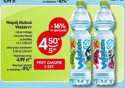 Żabka Napój Kubuś Waterrr różne rodzaje cena bez kaucji za butelkę oferta