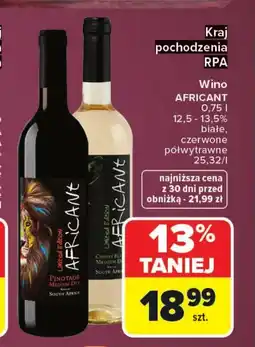 Carrefour Wino półwytrawne AFRICANT PINOTAGE oferta
