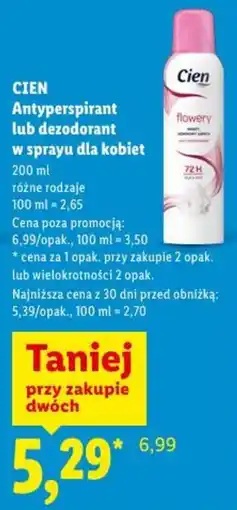Lidl Cien Antyperspirant lub dezodorant oferta