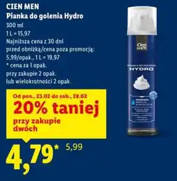 Lidl Cien Men Pianka do golenia Hydro oferta