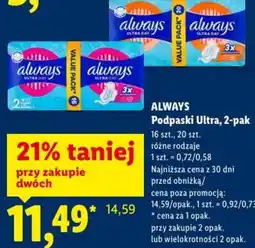 Lidl ALWAYS Podpaski Ultra oferta