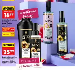 Biedronka Zestaw kosmetyków do włosów Gliss: szampon, 400 ml i odżywka, 200 ml oferta