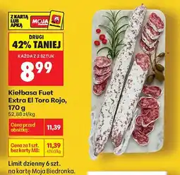 Biedronka Kiełbasa Fuet Extra El Toro Rojo oferta