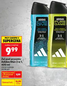 Biedronka Żel pod prysznic Adidas Men 3 w 1, 400 ml (różne rodzaje) oferta