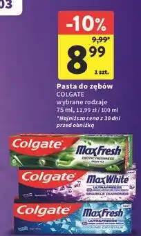 Intermarche Pasta do zębów sparkle diamonds Colgate Max White oferta