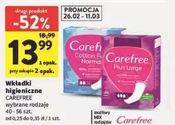 Intermarche Wkładki large Carefree Plus oferta