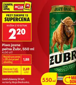 Biedronka Piwo jasne pełne Żubr oferta